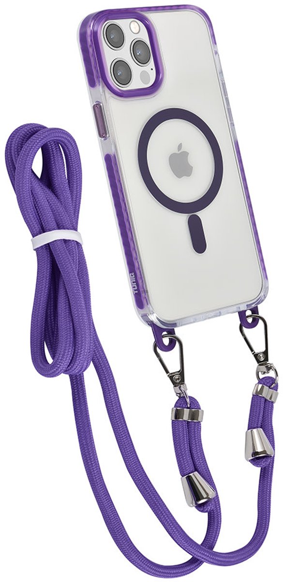 TUNIQ telefoonhoesje voor Apple iPhone 12 Pro Max - MagSafe backcover met koord - Paars