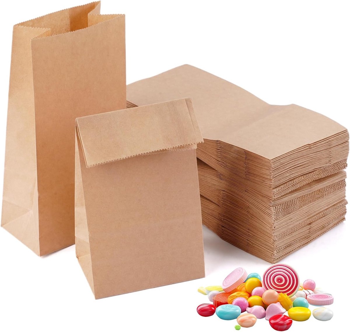 120 Stuks Papieren Tassen 12 x 7 x 21,5 cm Bruine Cadeautassen voor Verpakking van Desserts, Feestjes en Cadeaus, Ideaal voor Verjaardagen, Kinderen, Trouwen en Kerstmis