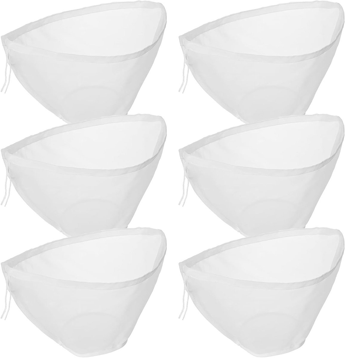 Herbruikbare Notenmelkzakken - Set van 6, 38 x 16 cm, Ideaal voor Plantaardige Melk, Kaas en Groentesap, Duurzaam en Wasbaar Nylon Filter met Trekkoord