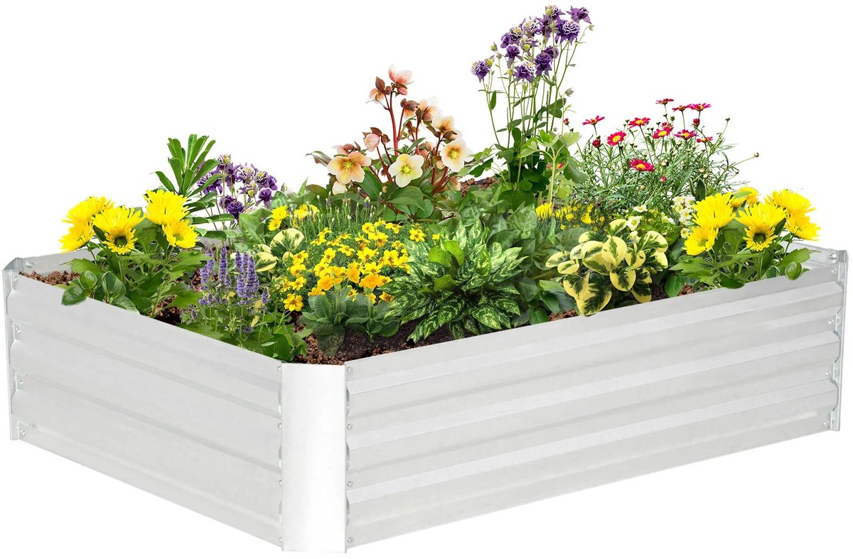 Geargalaxy Moestuinbak Staal - Verhoogde Tuinbak - Buiten Plantenbak - Kweekbak Buiten - Plantenbak met drainage - 120x90x30cm