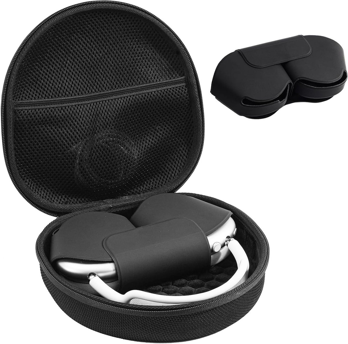 Draagbare Hard Case voor AirPods Max met Slaapmodus, Hoofdtelefoon Reiszak en Opbergvak - Zwart, Bescherming en Organisatie voor Jouw Hoofdtelefoon
