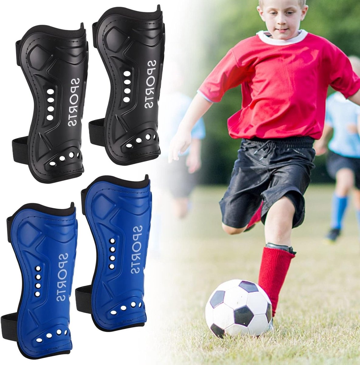 Lichte en Ademende Scheenbeschermers voor Kinderen, 2 Paar Bescherming voor Voetbal, Ideaal voor Jonge Beginners