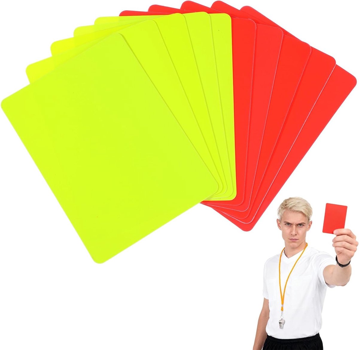 Set van 10 Rode en Gele Scheidsrechterskaarten voor Voetbal, Scheidsrechtersaccessoires en Sportgerei voor Schoolwedstrijden