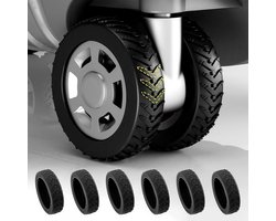 8 stuks-Wielkappen voor bagage - geluidsdempende hoezen - bagageaccessoires - geschikt voor dubbele wielen met tussenruimte - buitendiameter 5-7,5 cm - zwart - 5,3 x 1,5 cm