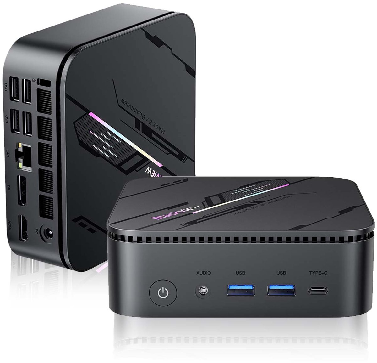 Mini PC - Blackview MP100 Pro - Intel Alder Lake i5-12450H - 16 GB DDR4 RAM - 512 GB M.2 SSD - 4K UHD - Windows 11 Pro - Tot 4,4 GHz - WiFi 6 - BT 5.2 - Microcomputers voor thuis - gaming - kantoor - Zwart