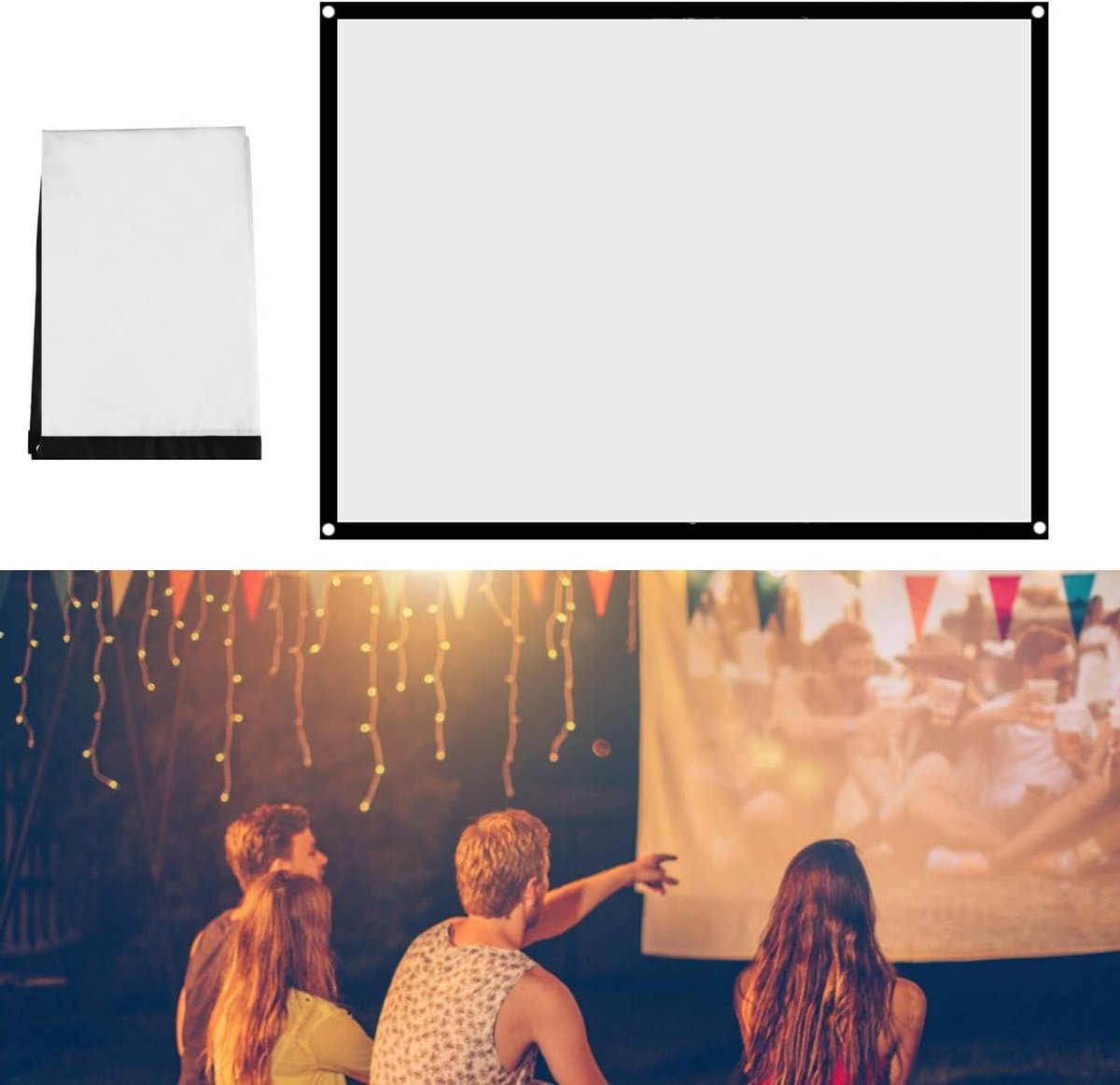 Vouwbaar 16:9 Projectiescherm 60, 72, 84, 100, 120 Inch - Draagbaar Wit Buiten Projector Scherm voor Thuisgebruik en Evenementen