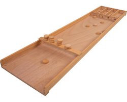 Sjoelbak Klein 120 cm – Houten Shuffleboard met 20 Sjoelstenen (Ø 3 cm) – Gezelschapsspel voor Binnen & Thuis – Longfield