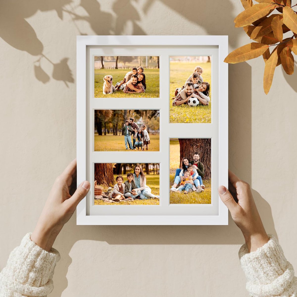 Vittanly Fotolijst - Fotolijst - Kan 5 Foto's Van 9 x 14 cm Met Rand Of 1 Foto Van 27 x 34 cm Zonder Rand Weergeven - Moderne Stijl - Wit