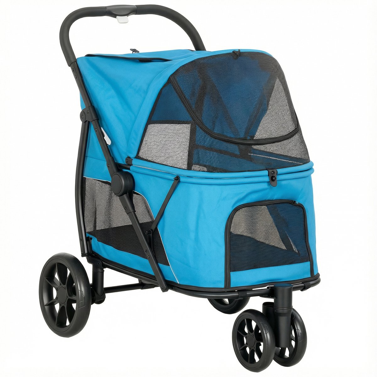 Hondenbuggy Inklapbaar – Tot 20 kg – Lichtgewicht – Met wasbaar zitkussen – Blauw