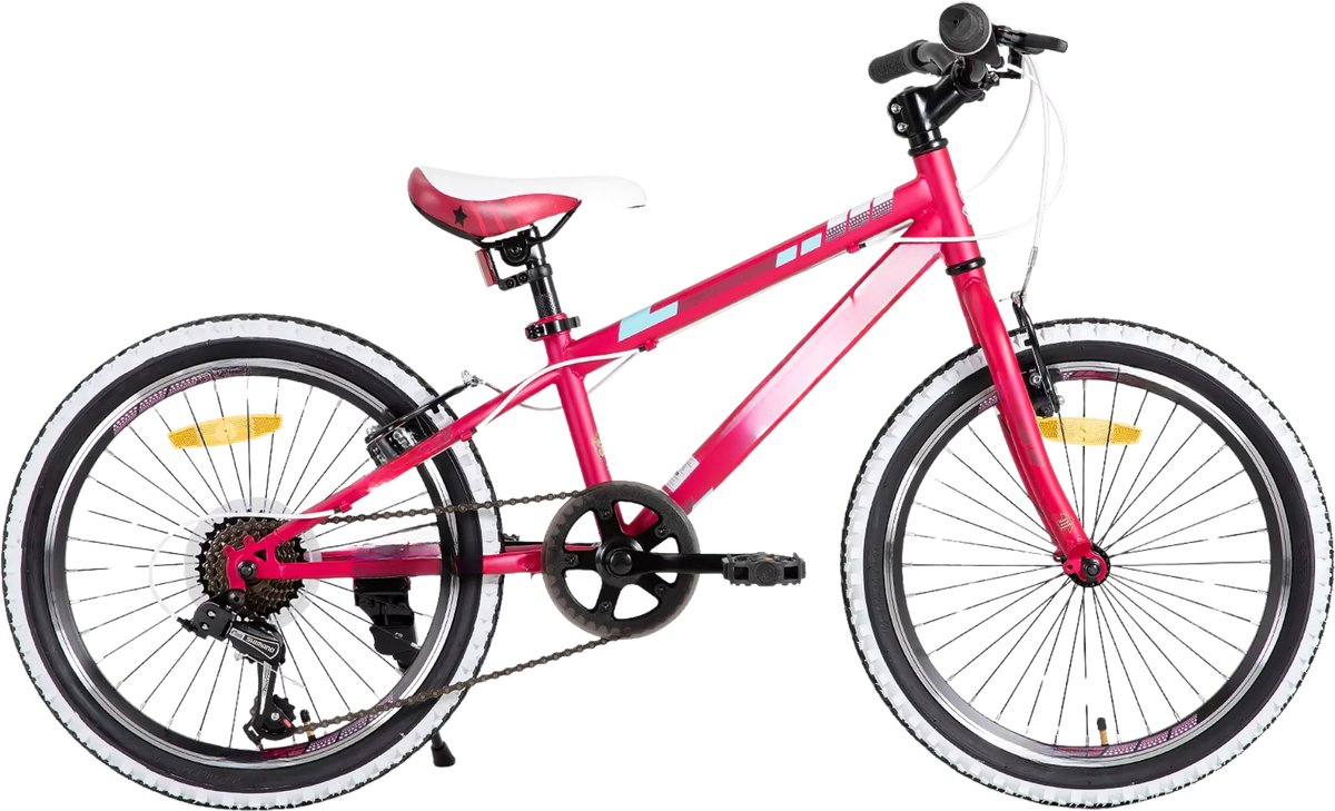 Happiq Kinderfiets – Voor kinderen 7-12 jaar – Mountainbike 1 of 7 versnellingen – 51-61 cm rood