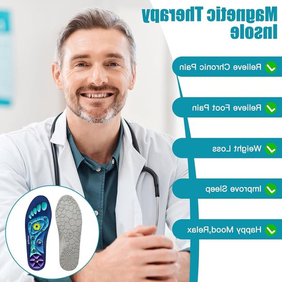 Magnetische inlegzolen voor acupunctuur, orthopedische ondersteuning en gewichtsverlies voor dames en heren — afbeelding 5