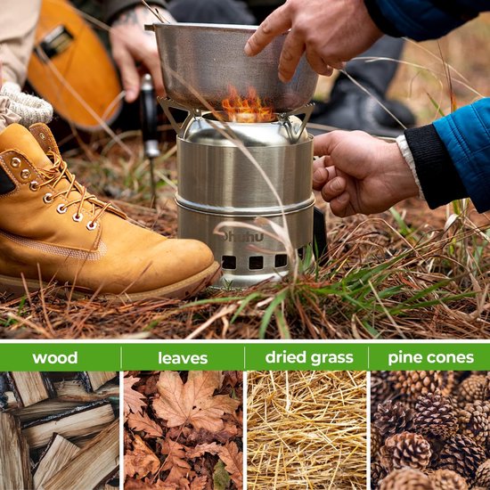 Camping kooktoestel RVS lichtgewicht houtkachel multi brandstof inklapbaar compact 0,9 kg van Camping — afbeelding 5