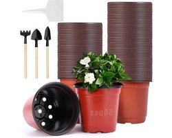 Mini Plant Pot Set van 50 Stuks, 10cm Plastic Kweekpotten, Multifunctionele Tuincontainers met 10 Plantlabels voor Groene Groei en Verzorging