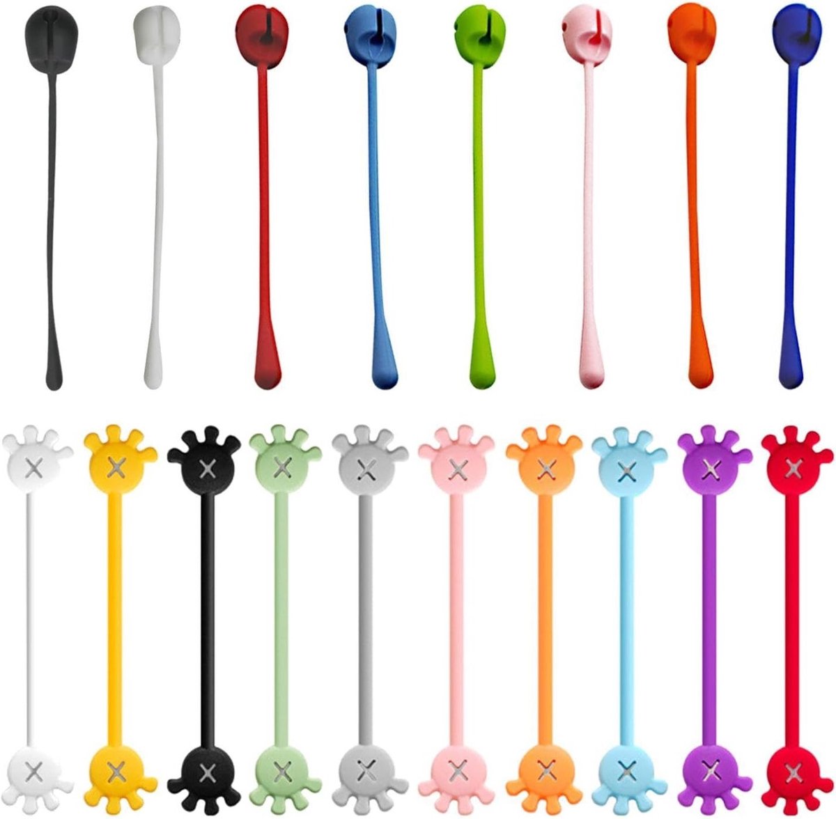 10 Magnetische Kabelorganizers, 8 Stuks Kabelbeheerders in Palmvorm, Ideaal voor Hoofdtelefoons, Gegevenskabels en Draden