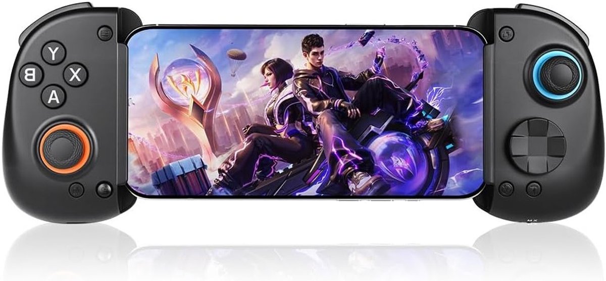Mobiele gamecontroller voor iPhone en Android, Bluetooth gamepad met USB-C, Hall Effect joysticks en triggers voor gaming op iOS, Switch, PC en PS3