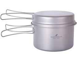 Lichtgewicht Titanium Kookset voor Kamperen en Buitenactiviteiten - Draagbare Pannen en Potten voor Hiking, Picknick en Outdoor Dining met Opvouwbare Handgreep