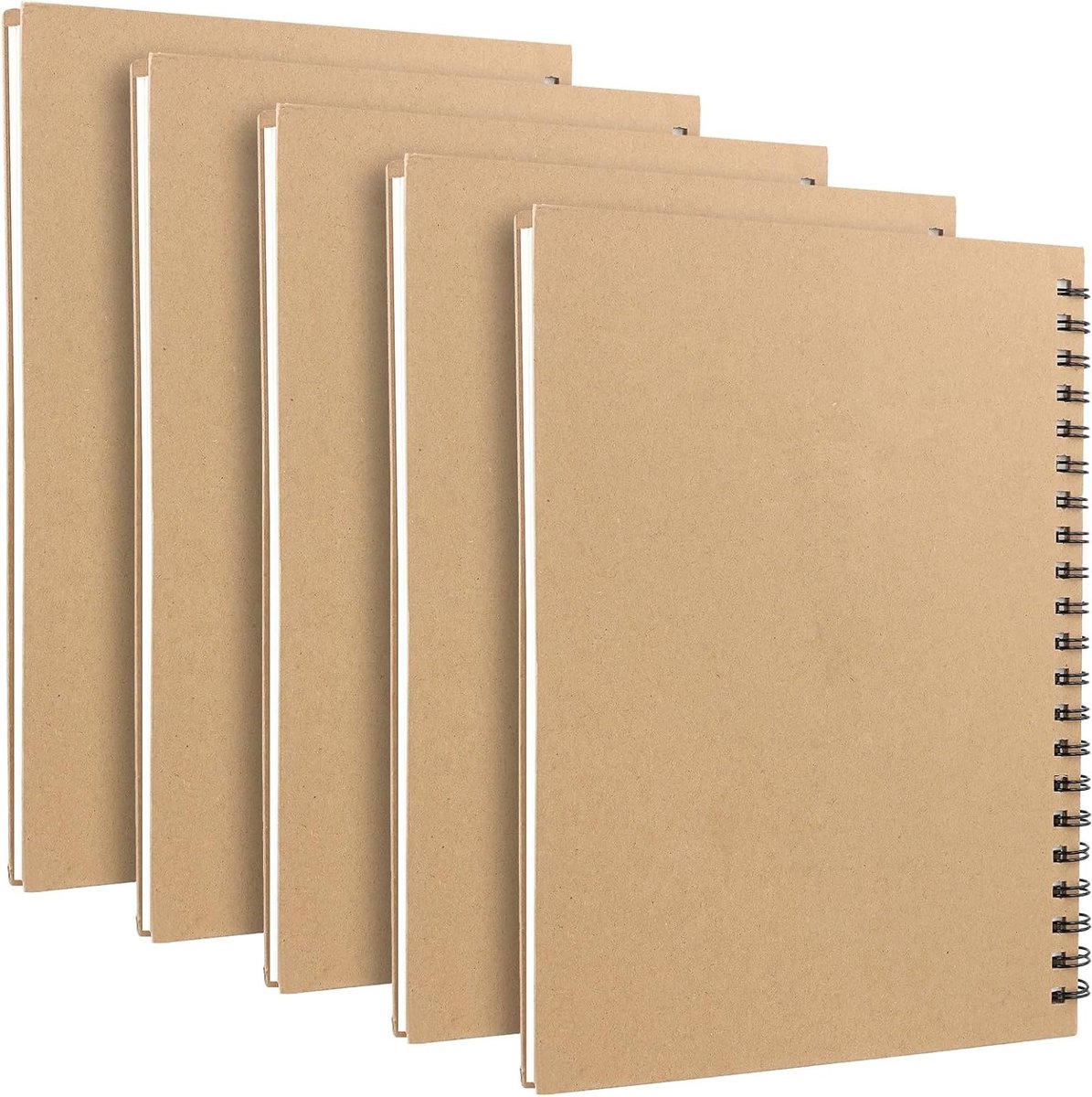 A4 Schetsboek met 32 Bladen, Ringband Notitieboek, Dikte 100 g/m², Bruin Kraft Kaft, Ideaal voor Tekenen en Creatieve Projecten