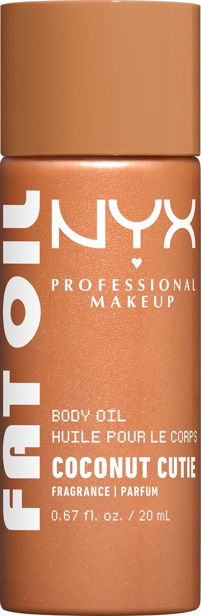 NYX Professional Makeup Fat Oil Coconut Cutie Body Oil Mini - Ultiem glanzende finish - Met hydraterende avocado-olie en vitamine E - 20ml