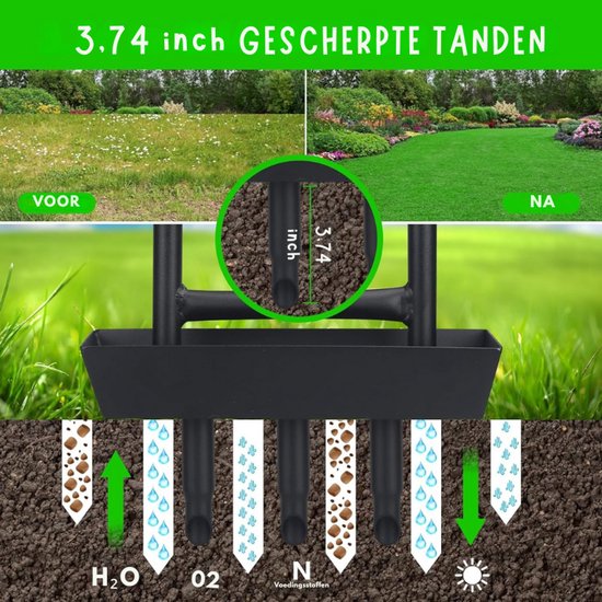 Gazonbeluchter - Gazonbeluchter met opvangbak voor uitgeboorde grond, handmatige grondbeluchter voor tuinonderhoud van Merkloos	 — afbeelding 4