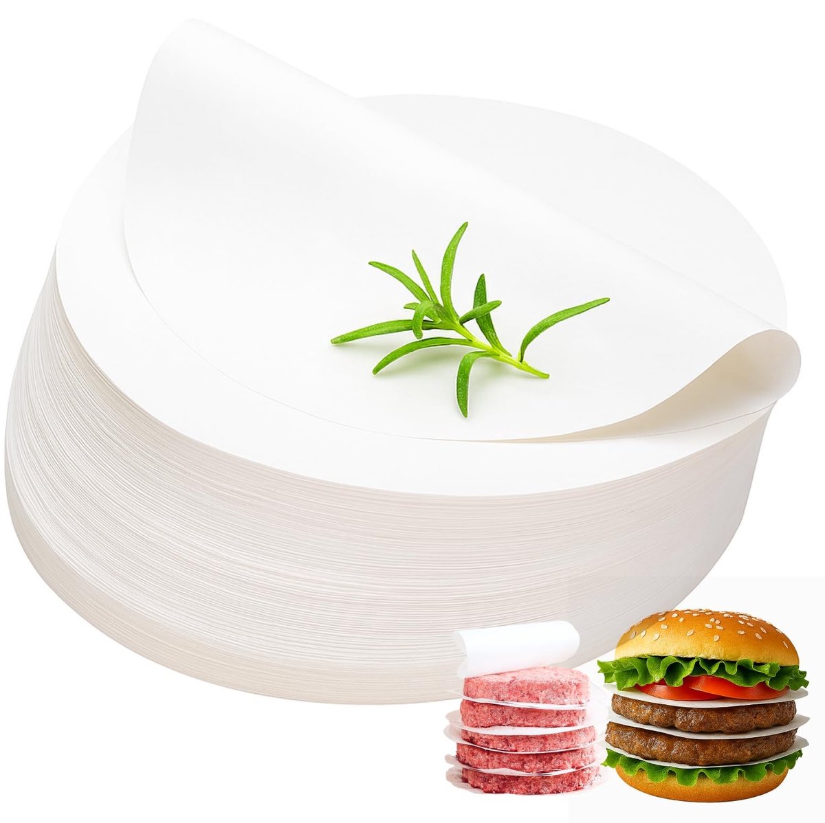 NTHProducts - Hamburgerpapier - Bakpapier - 500 Stuks - Rond 15 cm - Niet Plakend - Voor Hamburgerpers - Geschikt voor Ovens