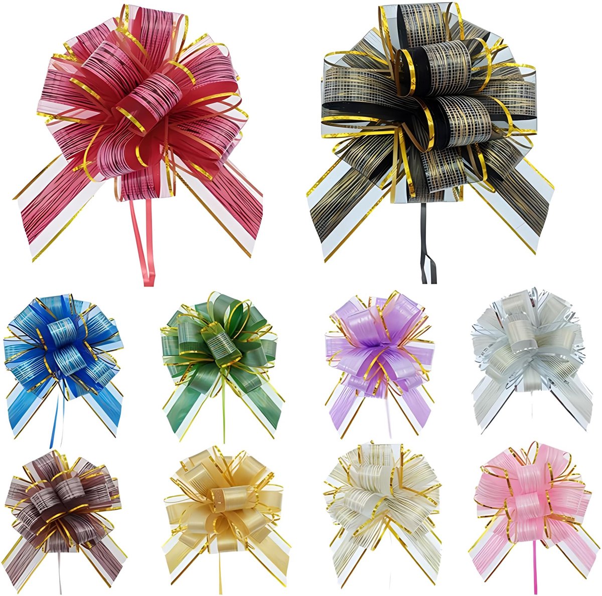 NTHProducts - Gift Bows - Cadeau Bogen - Decoratieve Strikken - 10 Stuks - Organza - Voor Feestdagen - Grote Afmetingen