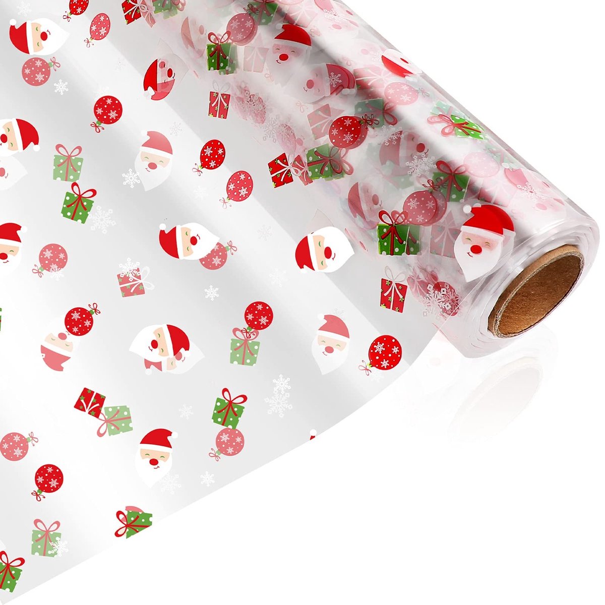 NTHProducts - Clear Cellophane Roll - Transparant Cadeaupapier - 80 cm breed - Kerstthema - 30 meter lang - Perfect voor Geschenken - Inclusief Touw