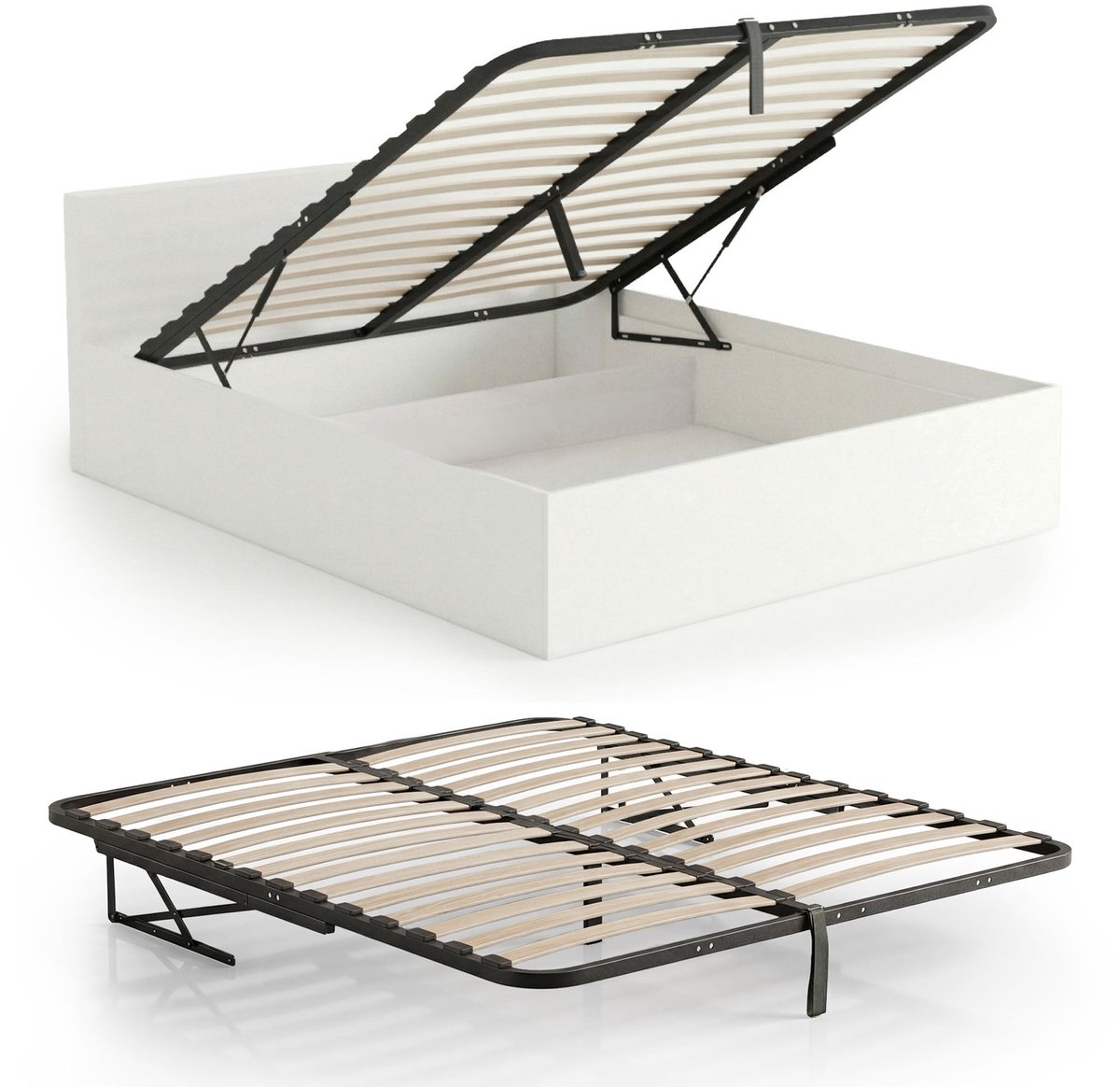 Akord Metalen lattenbodem 160x200 cm / Bedbodem / Metalen bedbodem met hefmechanisme / 28 Houten Latten / Zwart