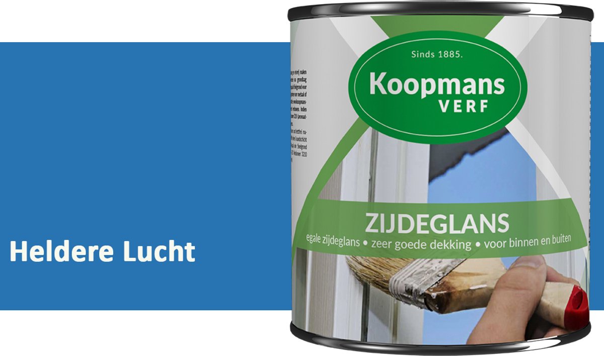 Koopmans Zijdeglans Lakverf – Binnen & Buiten – Kras- en Stootvast – Hoge Dekkracht – Voor Hout, Deuren en Kozijnen – Heldere Lucht – 2,5 l