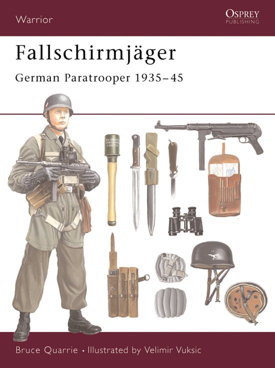 Boekomslag: Duitse Fallschirmjäger soldaat uit 1935-45 in uniform met wapens en uitrusting.