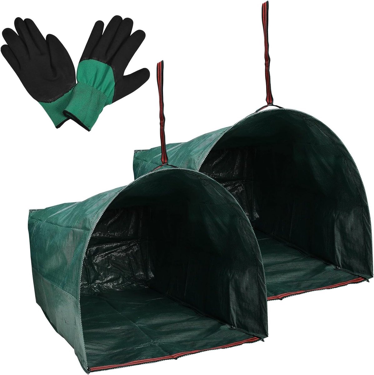 Set van 2 Tuinafvalzakken van 270 Liter - Sterke en Scheurvaste Tuinzakken met Handvatten voor Bladeren, Grasafval en Tuinresten, Inclusief Werkhandschoenen