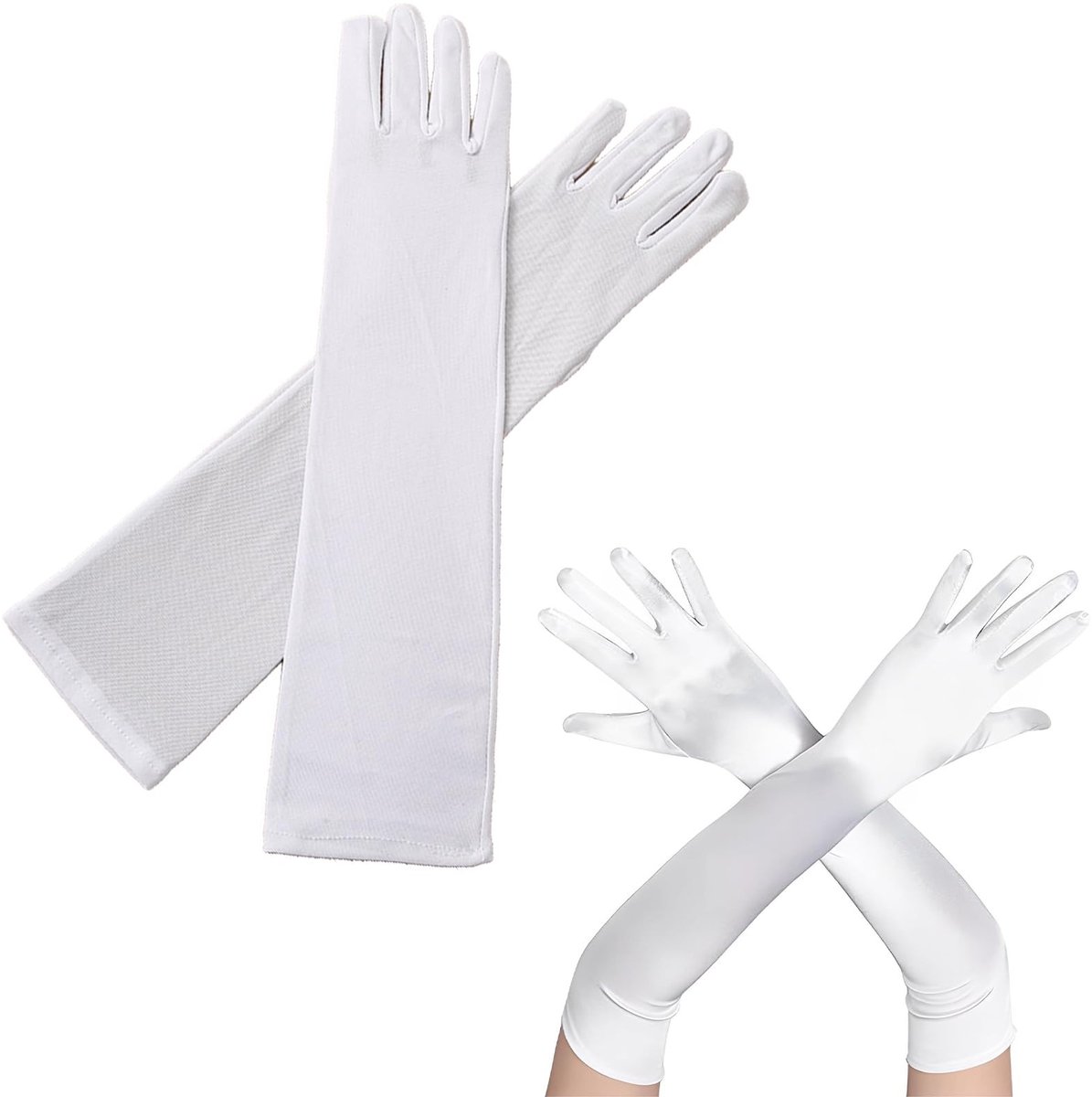 Witte fluwelen lange elegante handschoenen voor vrouwen - kostuum - bruiloft - avondhandschoenen - elegante lange handschoenen