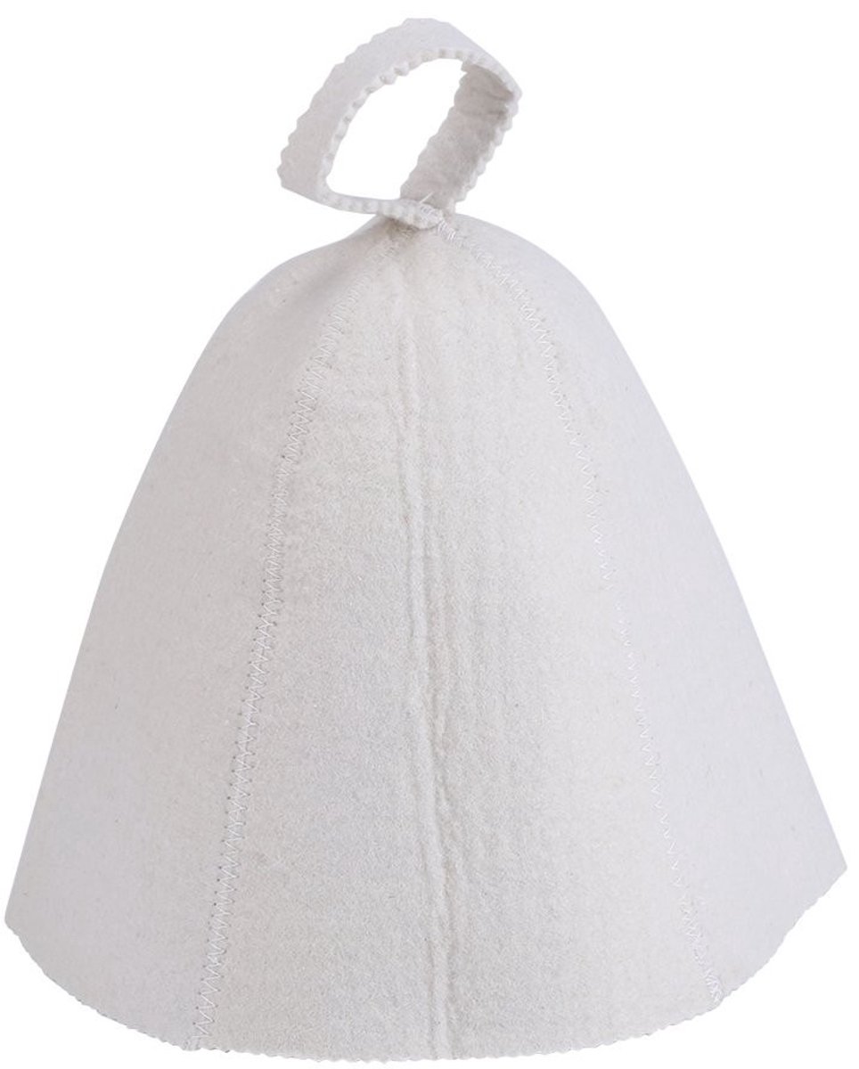 Byshayne - Sauna Hoed - Wolvilt - Ideaal voor Sauna en Stoomruimte - Wit - Comfortabel en Warm - Geschikt voor Volwassenen - 22x22 cm