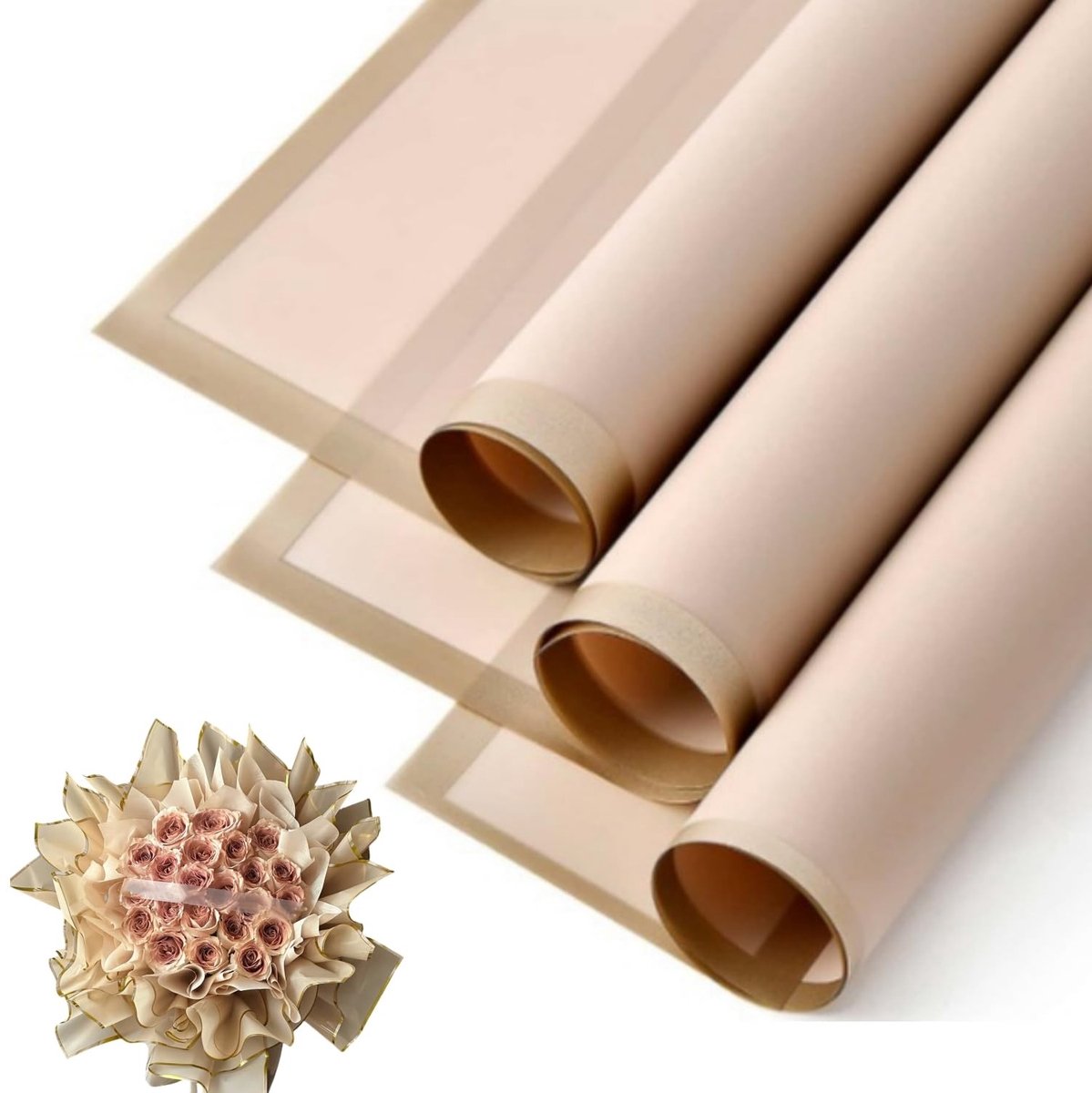 MTTProducts - Decoratief Inpakpapier - Cadeaupapier - Elegant - Grijs-Khaki - Bloemen Inpakken - Geschikt voor Verjaardag, Bruiloft en Anniversaries