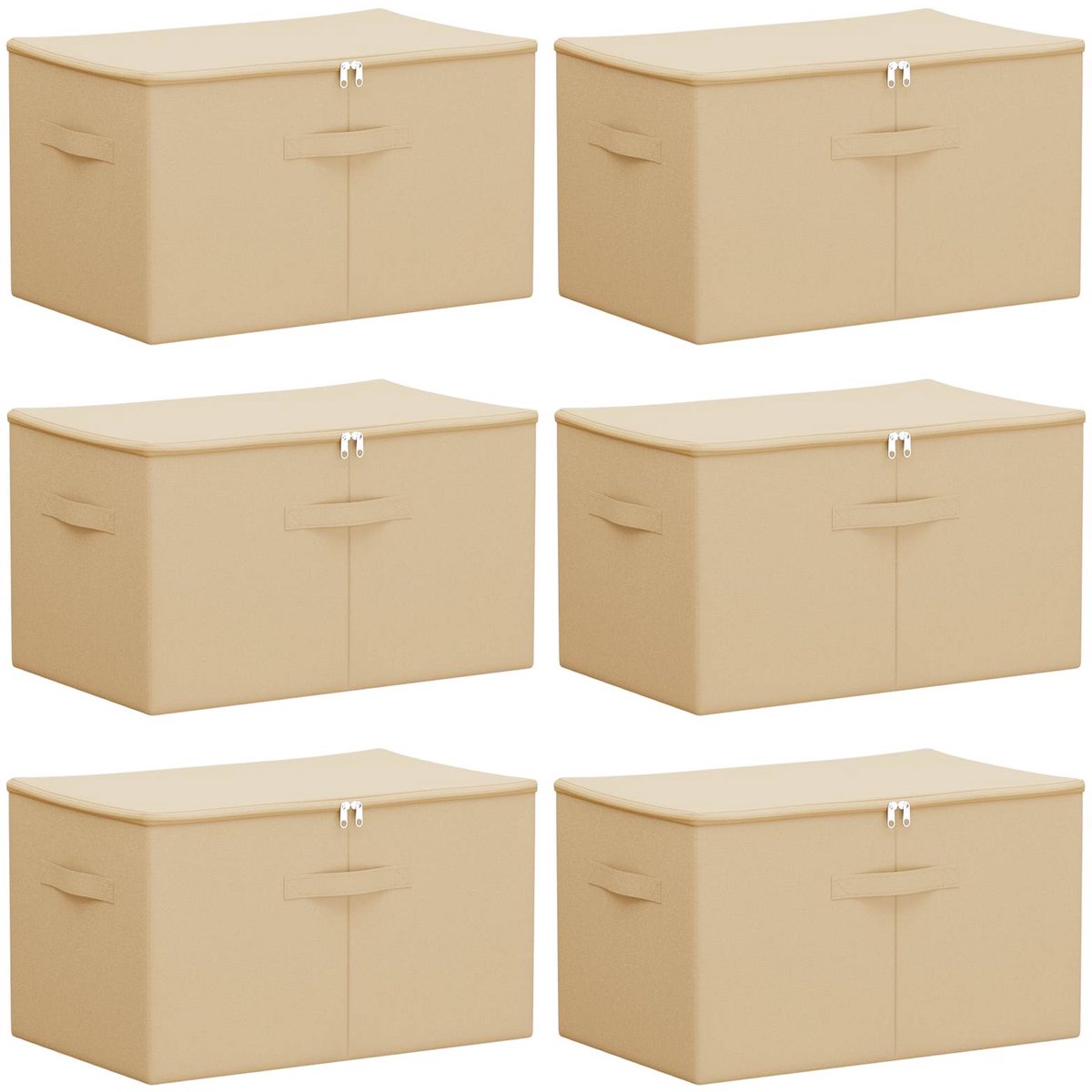 vidaXL - Opbergbox - 6 - pcs - Crèmekleurig - 55 - x - 35 - x - 32 - cm - Nonwoven - stof