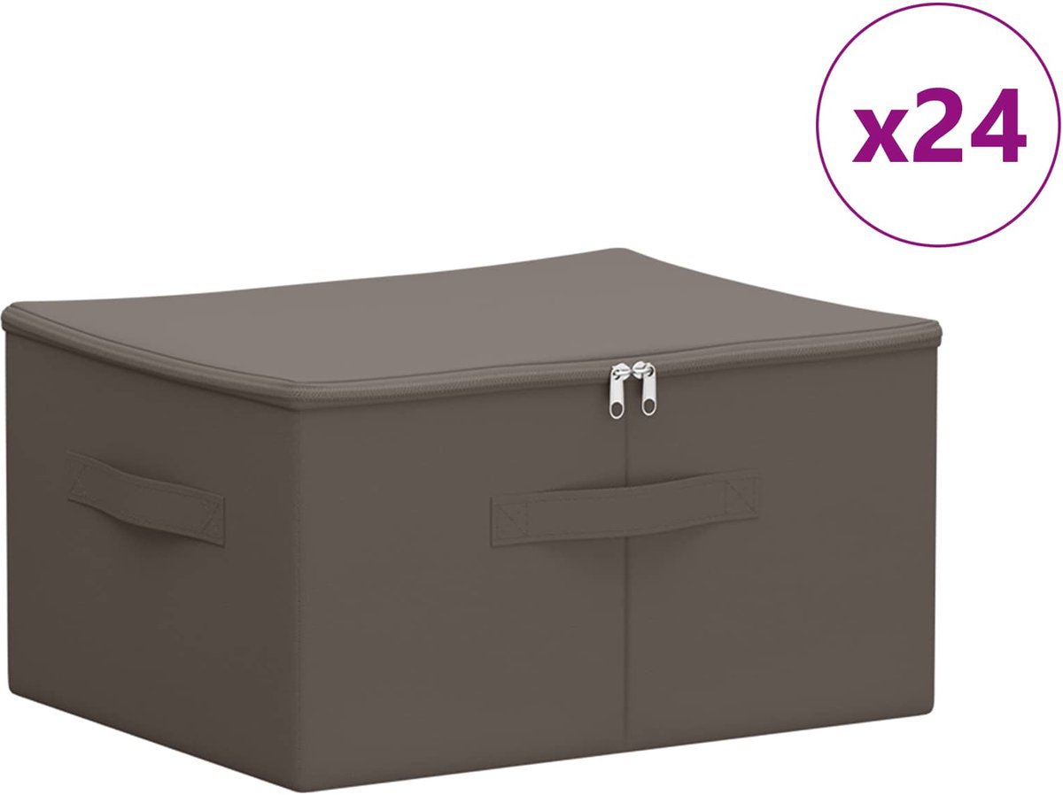 vidaXL - Opbergbox - 24 - pcs - Grijs - 50 - x - 30 - x - 25 - cm - Nonwoven - stof