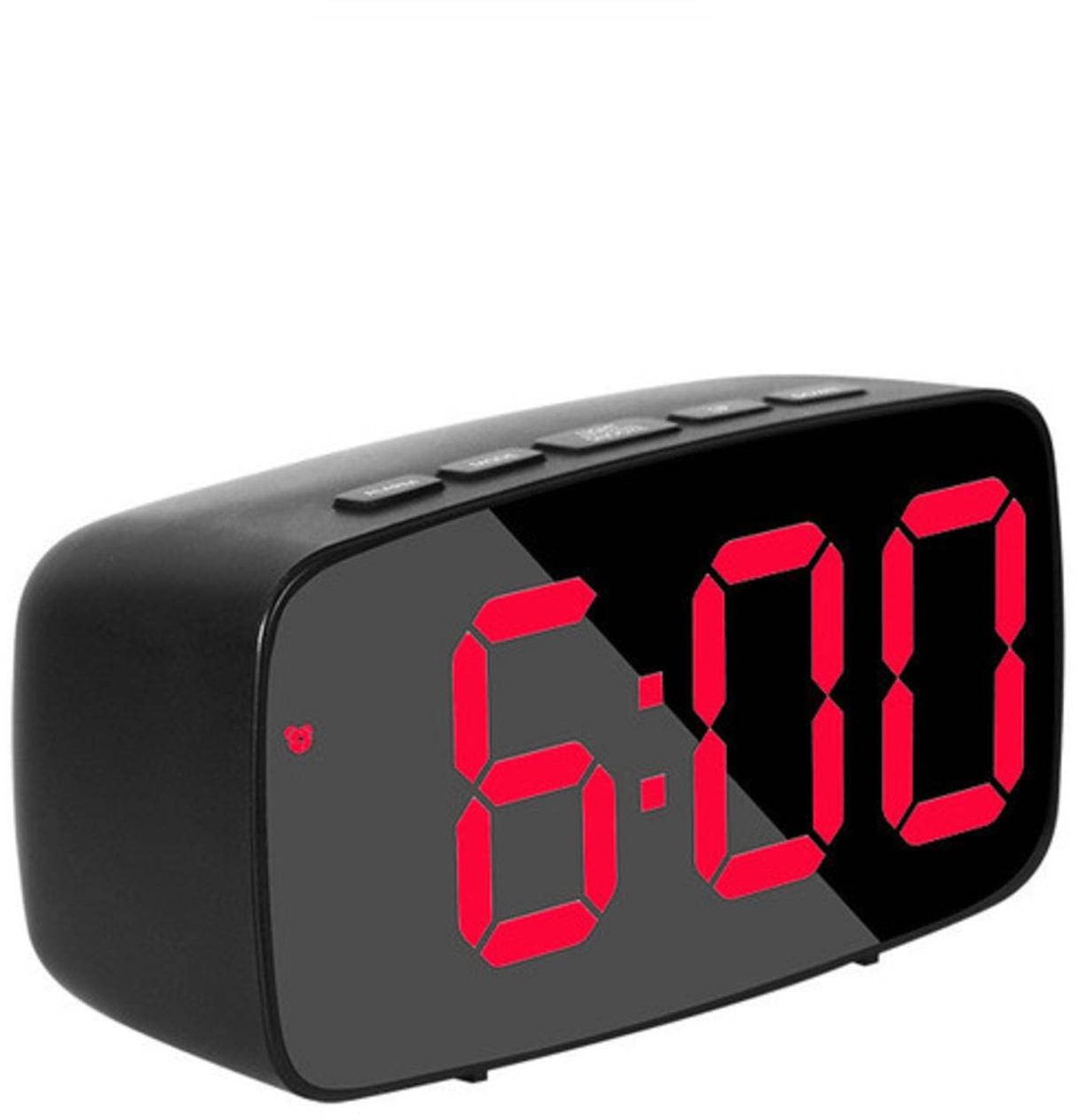 carmdering - Digitale Wekker - LED Wekker - Groot Display - Spraakgestuurd, 3 helderheidsstanden, dubbele alarmen - Toont tijd, datum, temperatuur - Nachtmodus dimt 18:00-06:00 - Werkt op USB of AAA batterijen - Rood