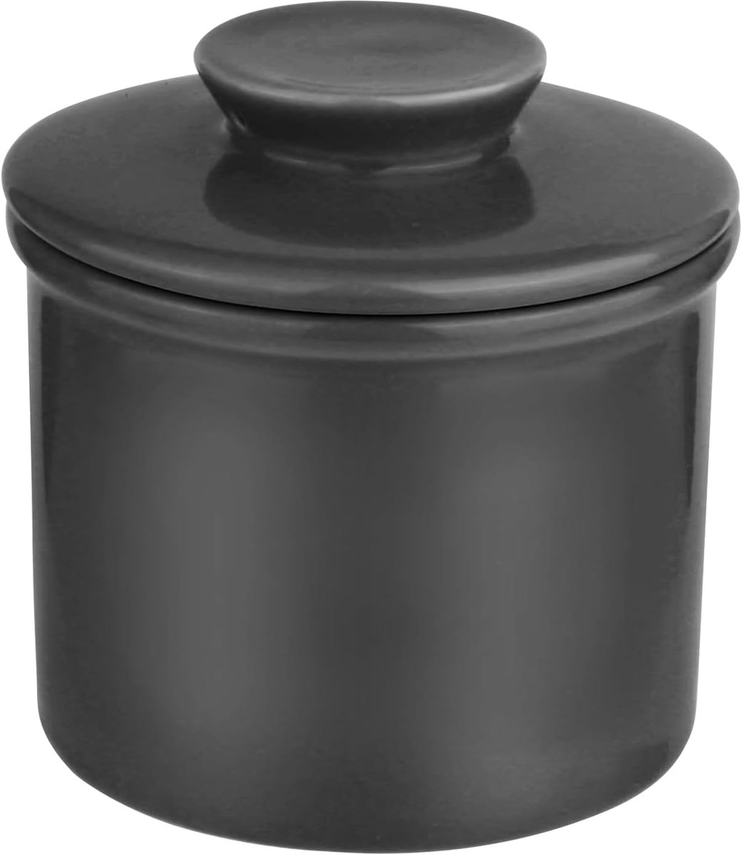 Französische Butterdose - Keramische Butterglocke - Zwart - 9,8 x 7,6 cm - 1 Stuk - Watergekoeld Smeerbare Boterhouder voor Keuken en Eettafel