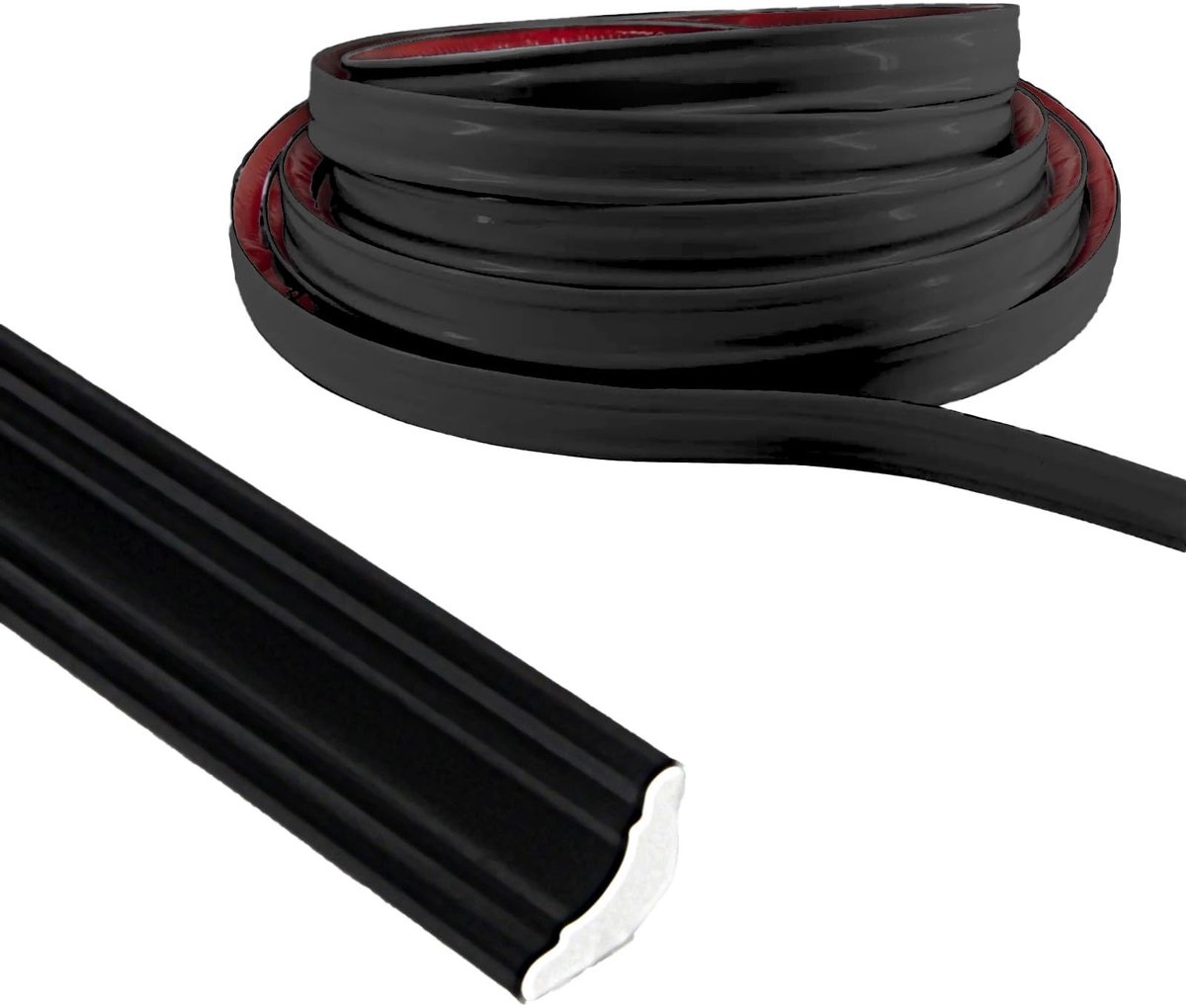 Allecto - Zwarte vierkante rand - Flexibele plintbuiging - Duurzaam PVC - 2,5 m zwart - Muurdecoratie - Geschikt voor interieurdecoratie