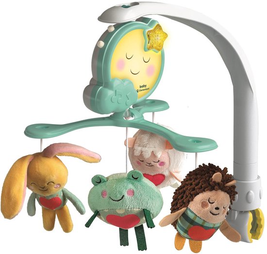 Clementoni Muziekmobiel Carillon - Boxmobiel, Baby Mobiel voor Box - Babymobiel met Muziek, Licht en Timer - Wasbare Pluche Hangers - Verstelbare Klem van Clementoni — afbeelding 2