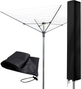 Droogmolenhoes - Beschermhoes - Droogmolen Hoes Universeel - 210D Oxford - 165×16×16cm - Heavy Duty Roterende Waslijn Afdekking met Rits - voor Tuin, Binnenplaats, Buiten en op de Camping - Zwart