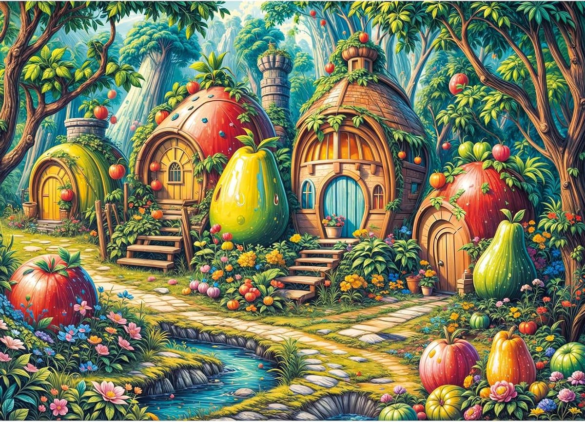 Puzzel 1000 Stukjes - Legpuzzel Volwassenen - Ontspanning en Plezier - Milieuvriendelijk Karton - 70x50 cm - Fruithuis Thema