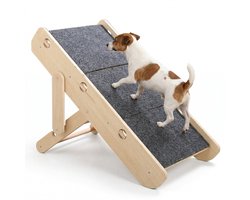 Cheqo® Hondentrap Hondenloopplank Opvouwbaar - Loopplank Hond - Hondentrapje Inklapbaar met Antislip - Verstelbaar in Hoogte - voor Honden en Katten - voor Bank en Bed - voor Auto - Trap Hond - Instaphulp - Opstapje Hond - Oploophulp