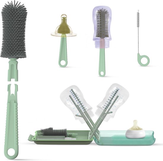 Travel Bottle Cleaner Set - Versatile Portable Bottle Cleaning Kit for Parents - BPA Free and Portable Baby Travel Essential - Bottle Drying Rack for Travel and Daily Use - Drying Rack for van travel — afbeelding 5