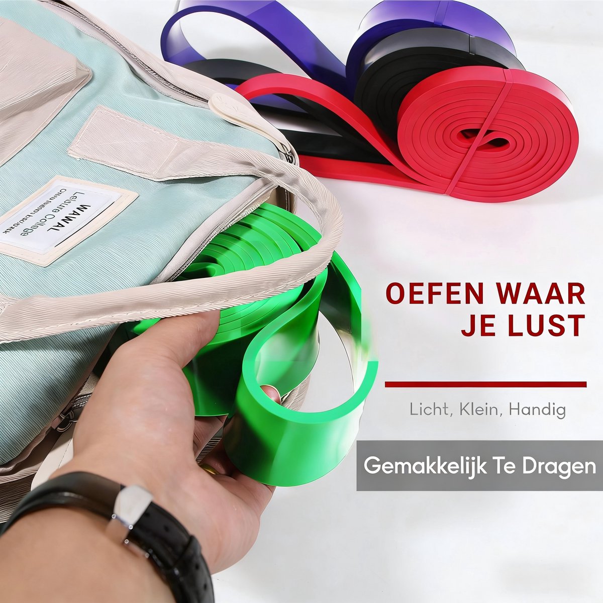 Weerstandsbanden Set van 4 - Resistance Band - Fitness Elastiek - Sport Elastiek Banden - Fitness Band - Pull Up band - Booty Band - Mini Bands - Inclusief Draagzakje - Krachttraining - Multi Color — cadeau in Sport & Outdoor - foto 2