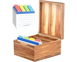 Neando Index Kaarthouder, 5x8" Index Kaarten Organizer Box, Acacia Hout