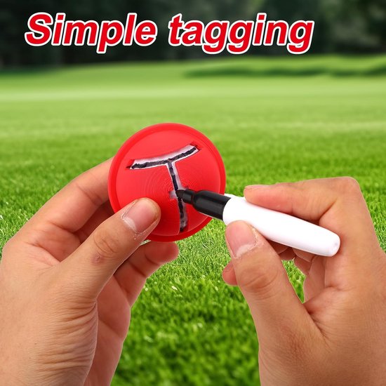 Golfbal Lijnmarker - Golfbal Uitlijner - Nauwkeurig Putten - Set van 3 Markers - Compact Formaat - Rood — afbeelding 2