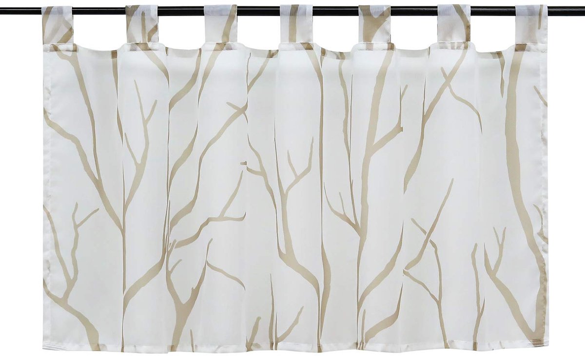 Ibenzoa Transparante Vitrage - Modern - 45x90 cm - Voile - Boomtakkenpatroon Grijs;Zand;Wit