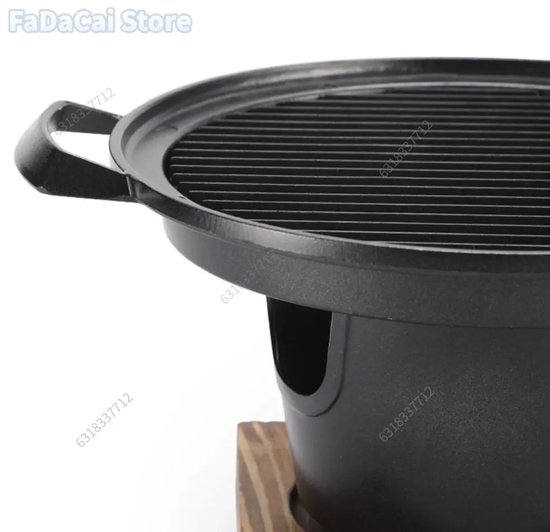 Linkforu - Japanse Mini Kachel - Grill - BBQ - Mini-Barbecue - Barbecuegrill - Houtskool - Kamperen - Draagbaar - Anti Aanbak - Aluminium - Houtenvoet - 21x13x13 cm van Merkloos — afbeelding 5