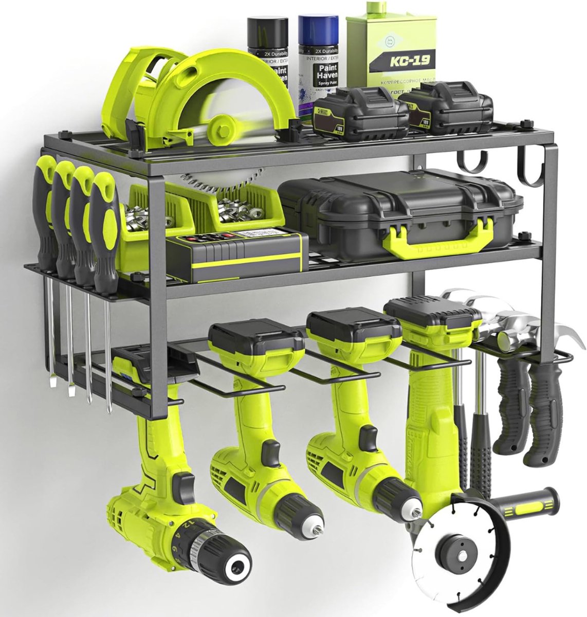 HEZIVO® Gereedschapsbord 3 Lagen - Gereedschapshouder Muur - Gereedschap Houder - Ophangsysteem - Gereedschapsrek