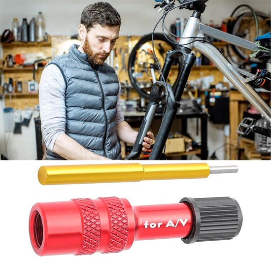 Fiets Inflator Adapter - Vork Adapter Pomp - Snelle Luchtvulling - Aluminiumlegering Ventiel - 47.3 x 11.3 mm - Rood — afbeelding 5